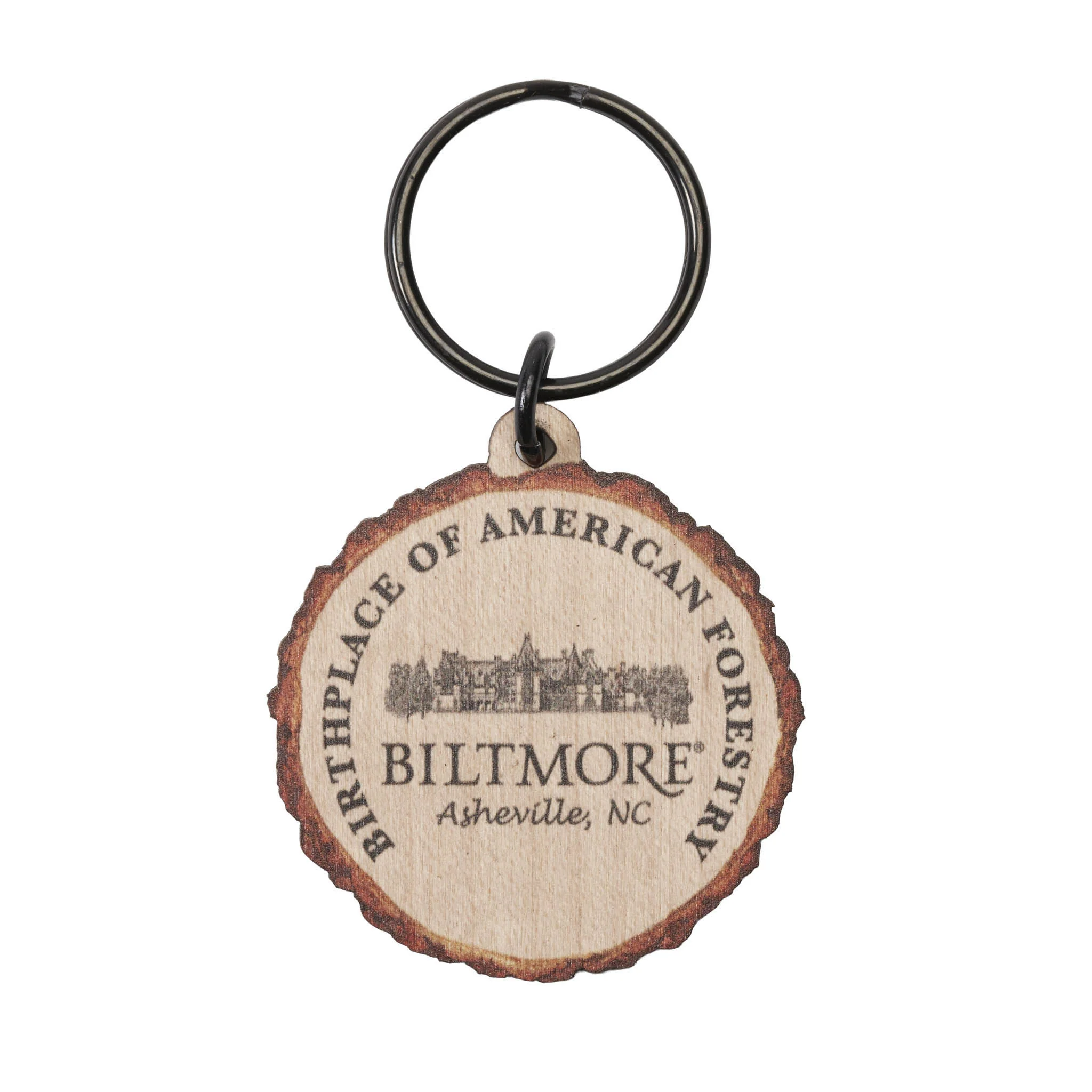 Biltmore Forestry Wood Slice Keychain