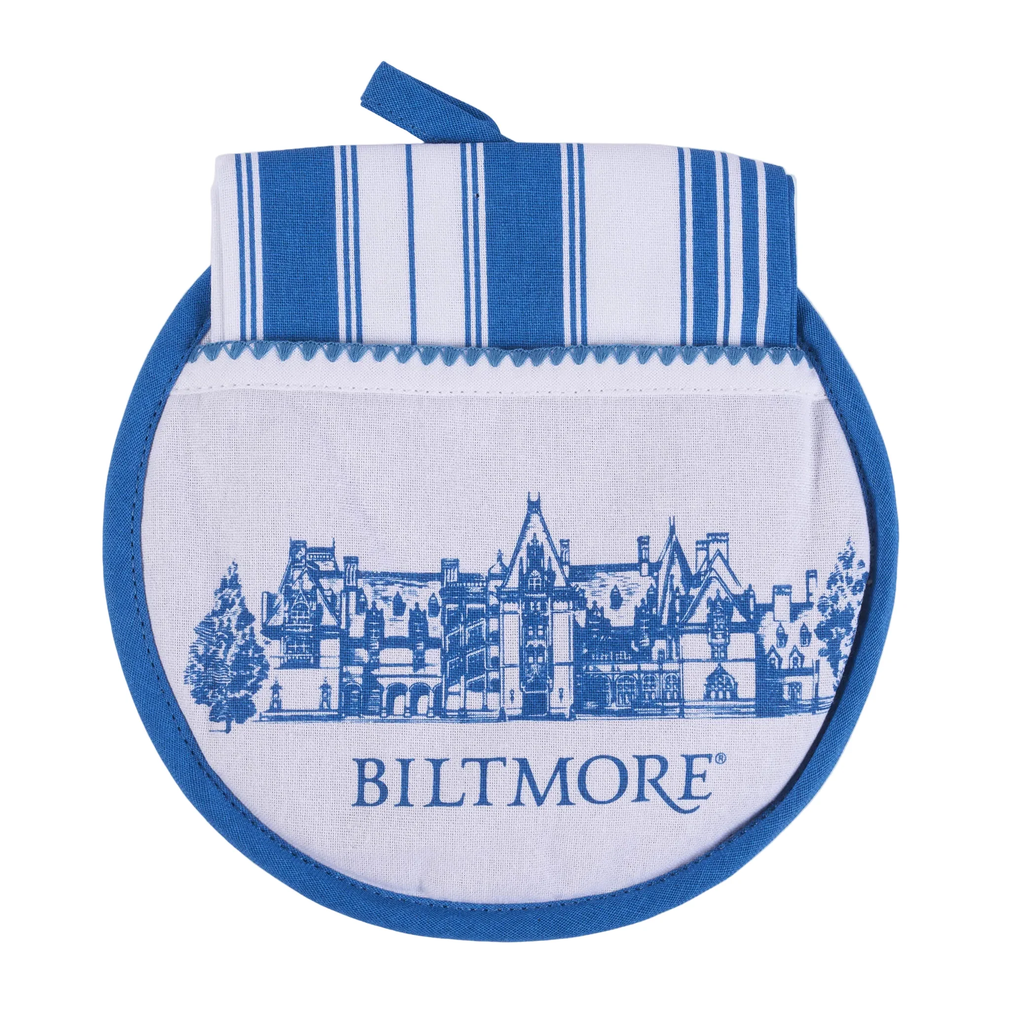 Biltmore House Potholder & Tea Towel Set – Blue