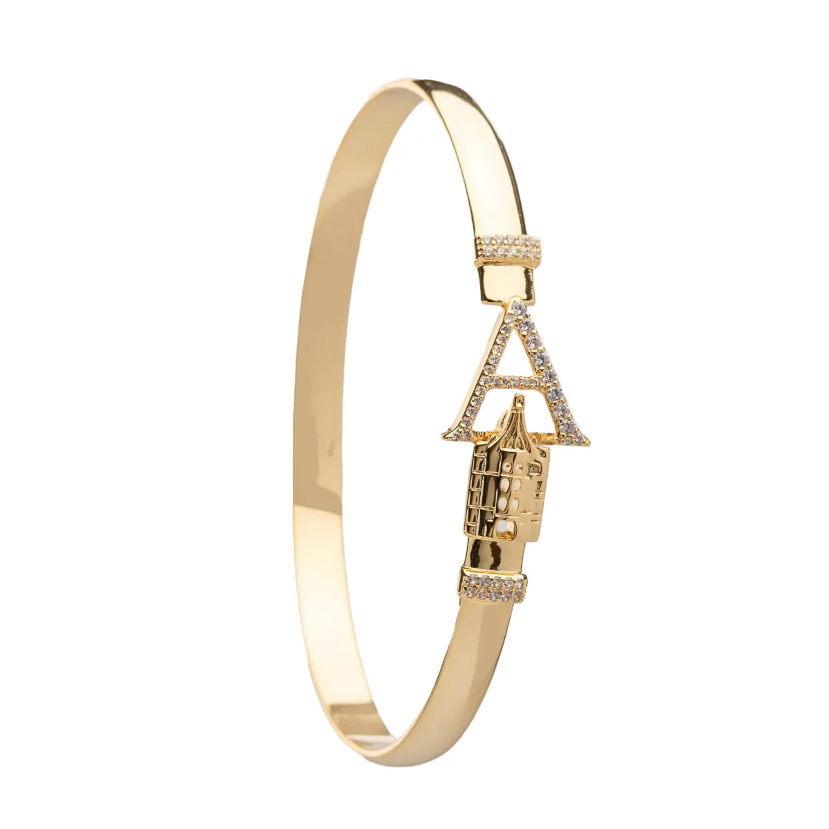 CRISLU Sparking Initial A Bangle - 18k Yellow Gold