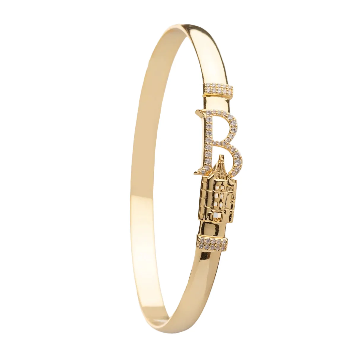 CRISLU Sparking Initial B Bangle - 18k Yellow Gold