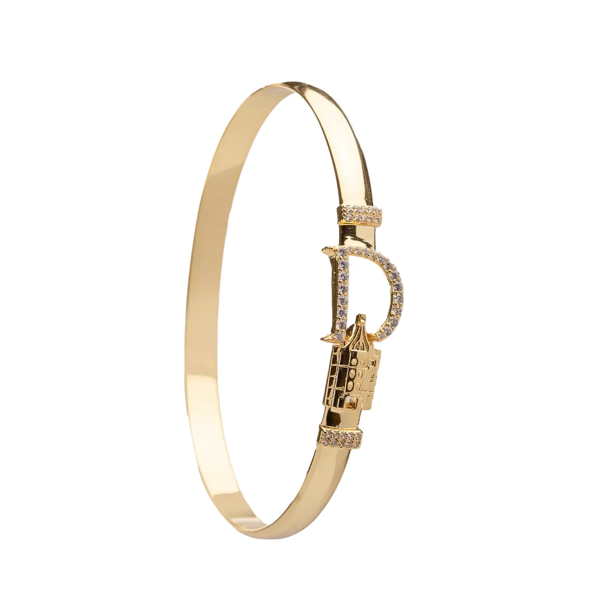 CRISLU Sparking Initial D Bangle - 18k Yellow Gold