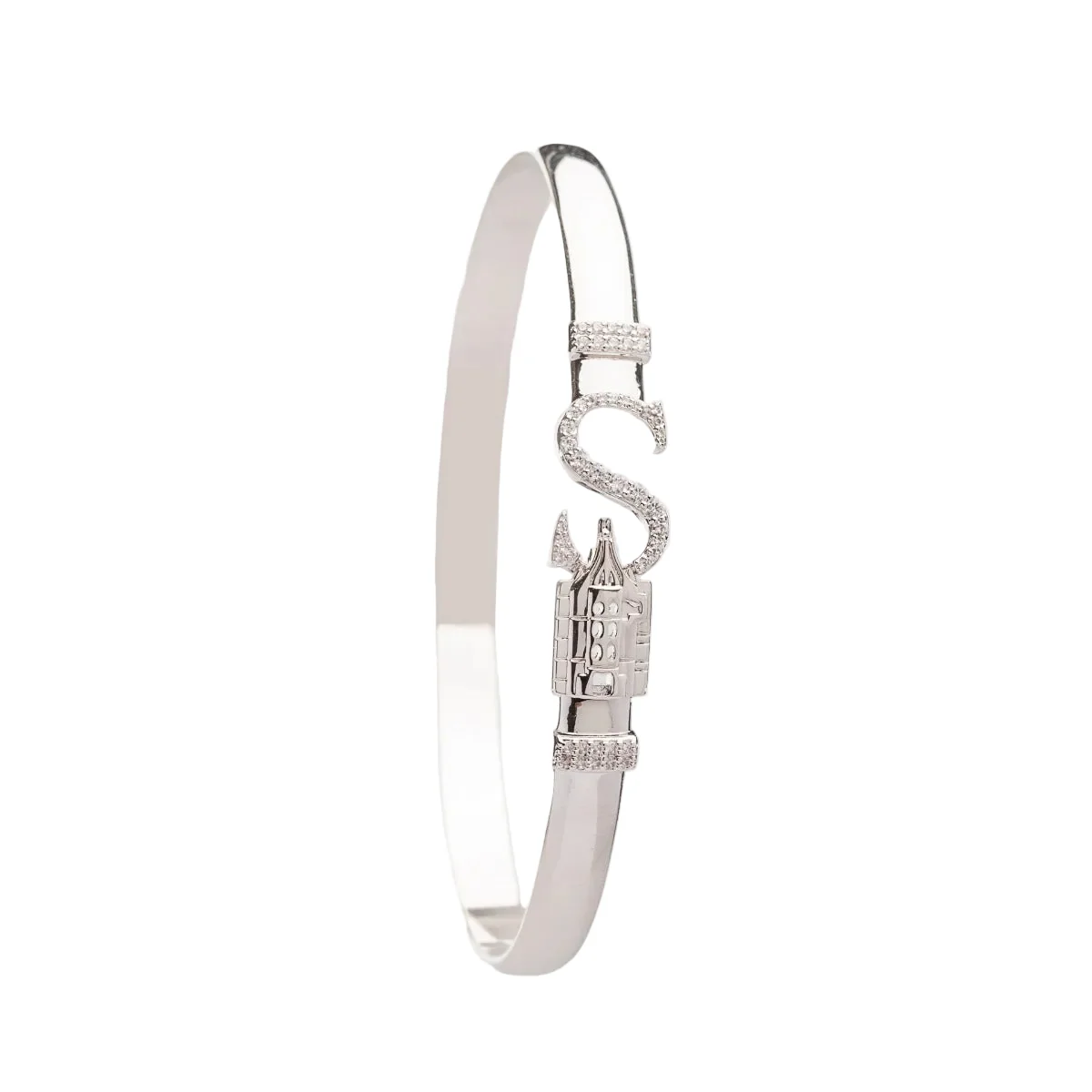 CRISLU Sparking Initial S Bangle - Platinum