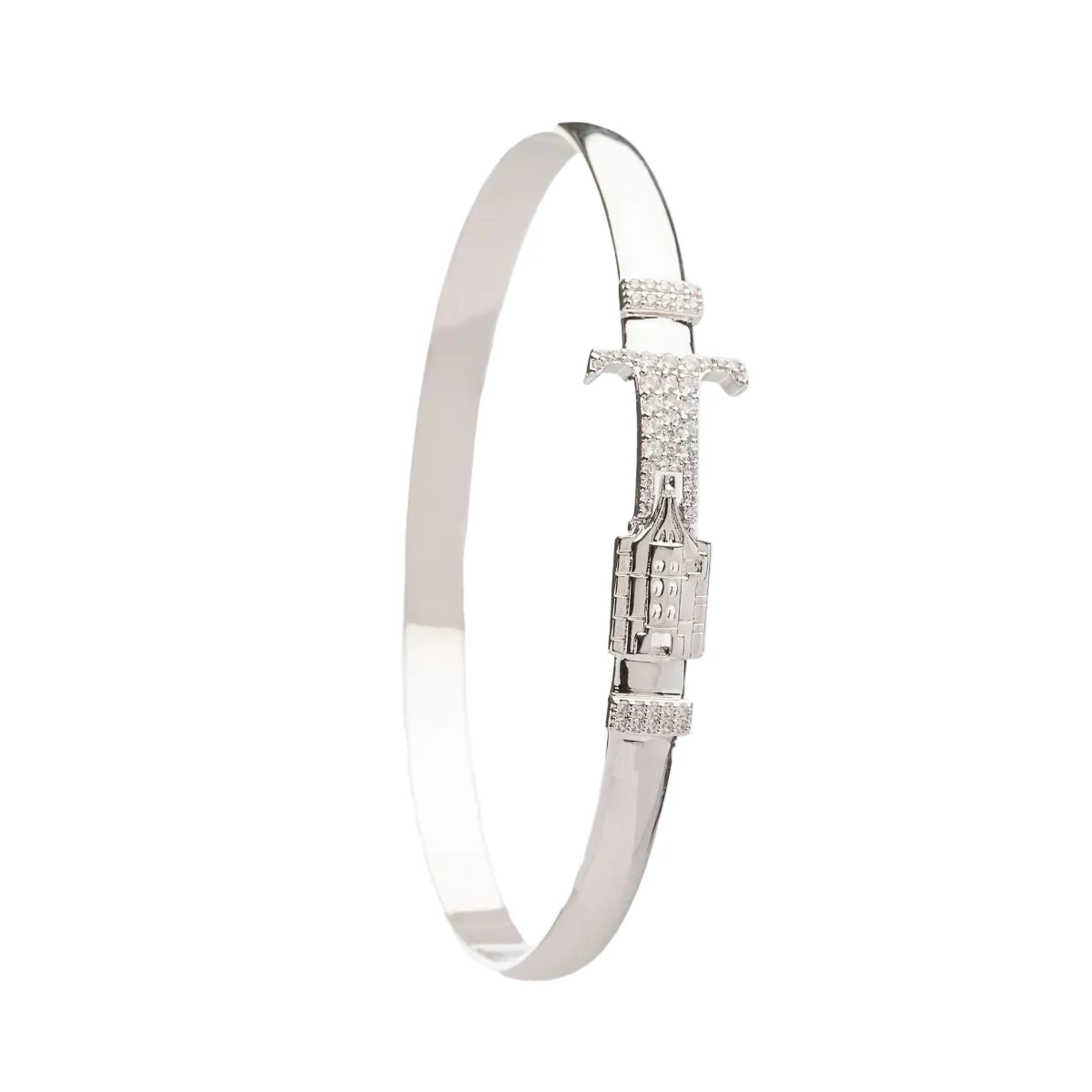 CRISLU Sparking Initial T Bangle - Platinum