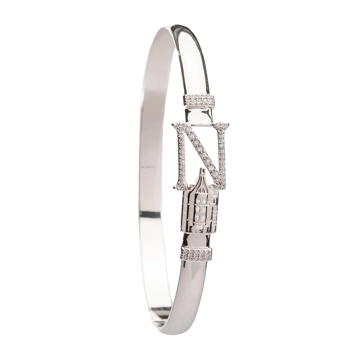 CRISLU Sparkling Initial N Bangle - Platinum