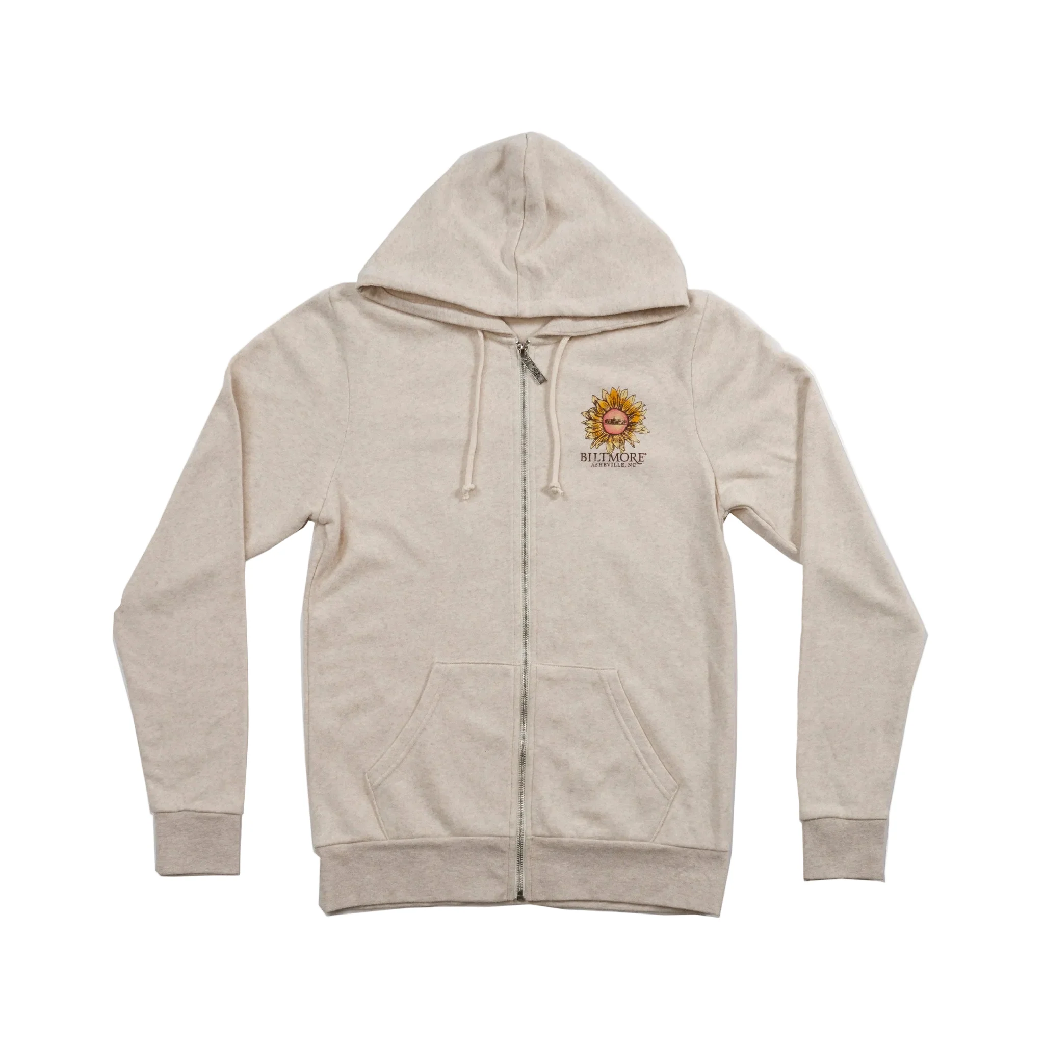 Sunflowers at Biltmore Zip-Front Hoodie – Oatmeal