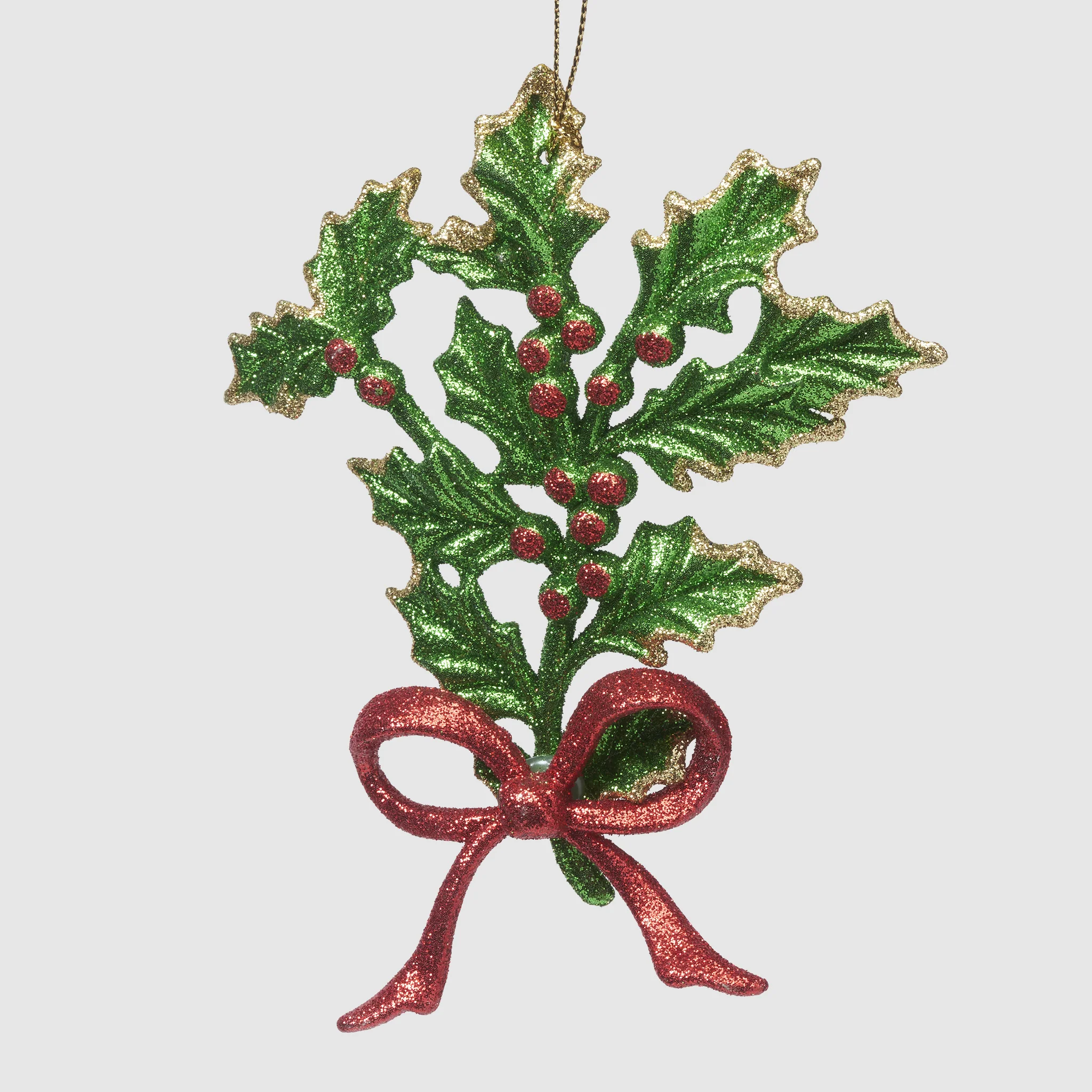 Holly & Ribbon Ornament – Winter Garden Collection - Image 2