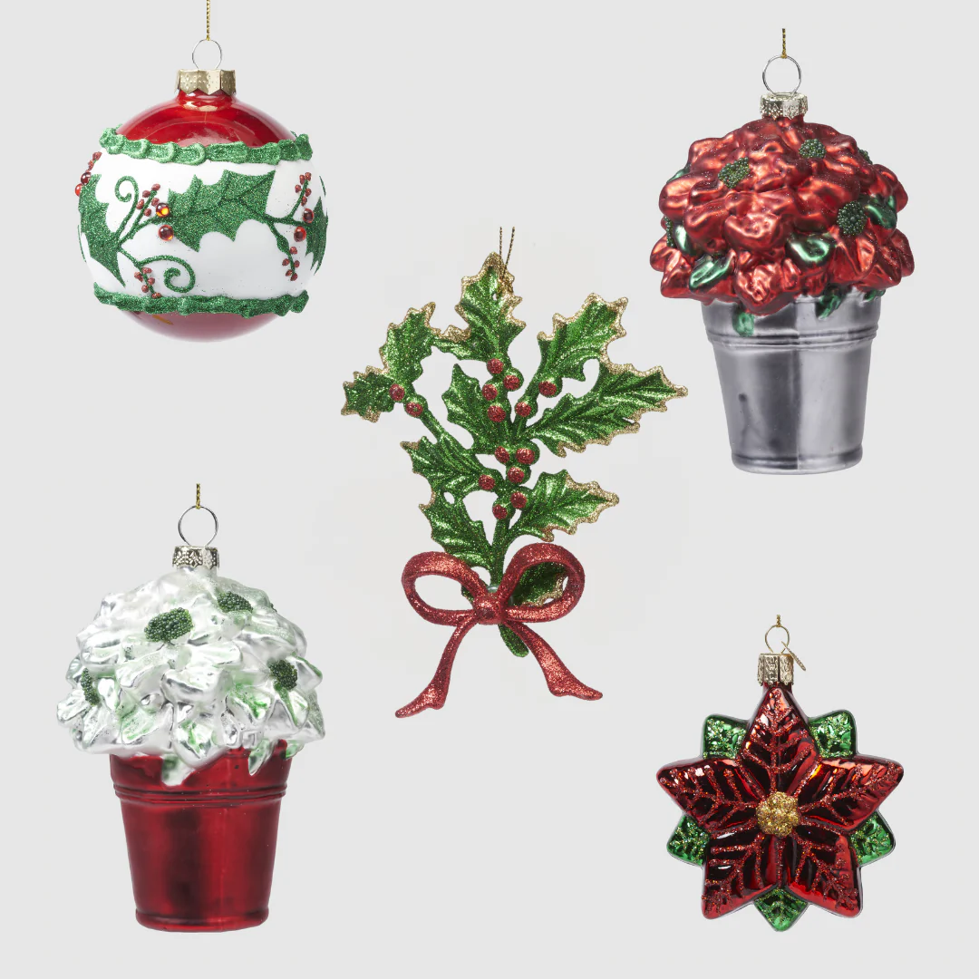 Winter Garden Christmas Ornament 5-Piece Set